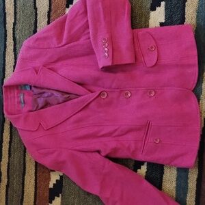 Vintage 1990s Liz Claiborne Raspberry Pink Tweed Soft Wool Fitted Blazer 10